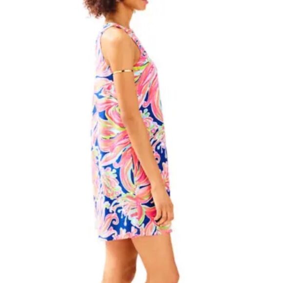 Lilly Pulitzer Resort Navy Banana Flambé Silk Jackie Shift Dress XS - Picture 10 of 11